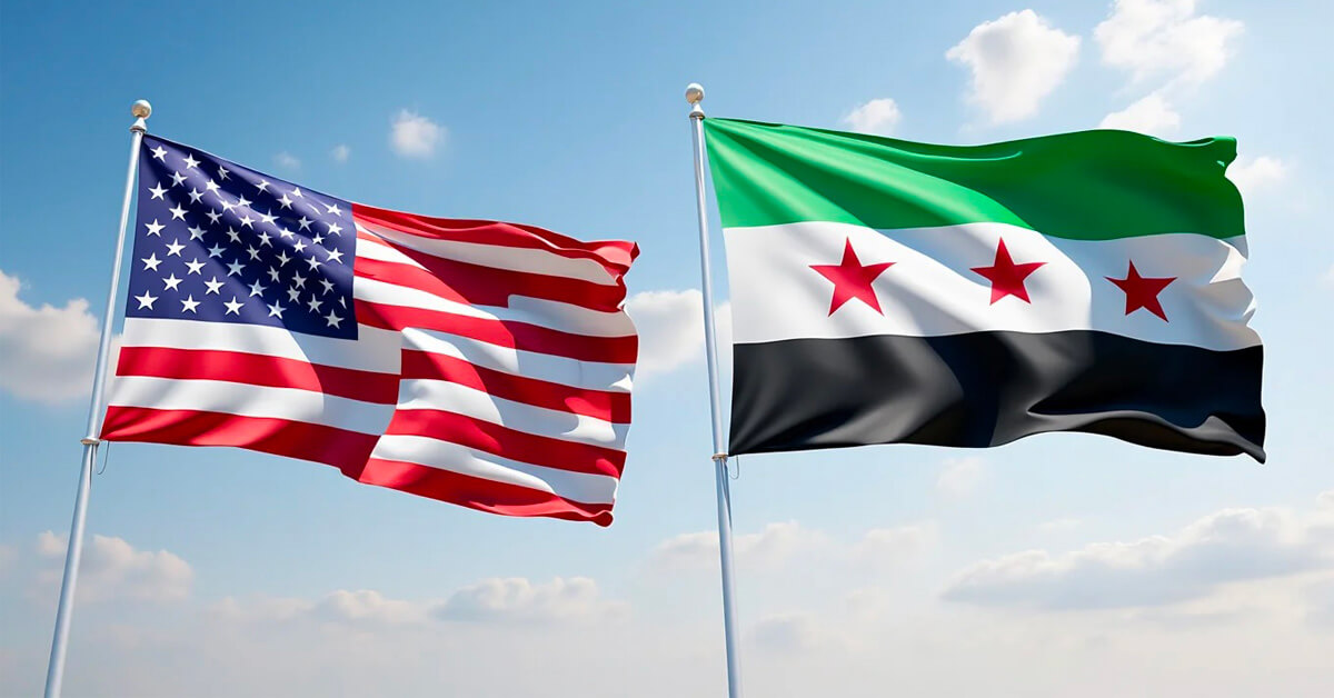 drapeau américain et du nouveau drapeau siryen