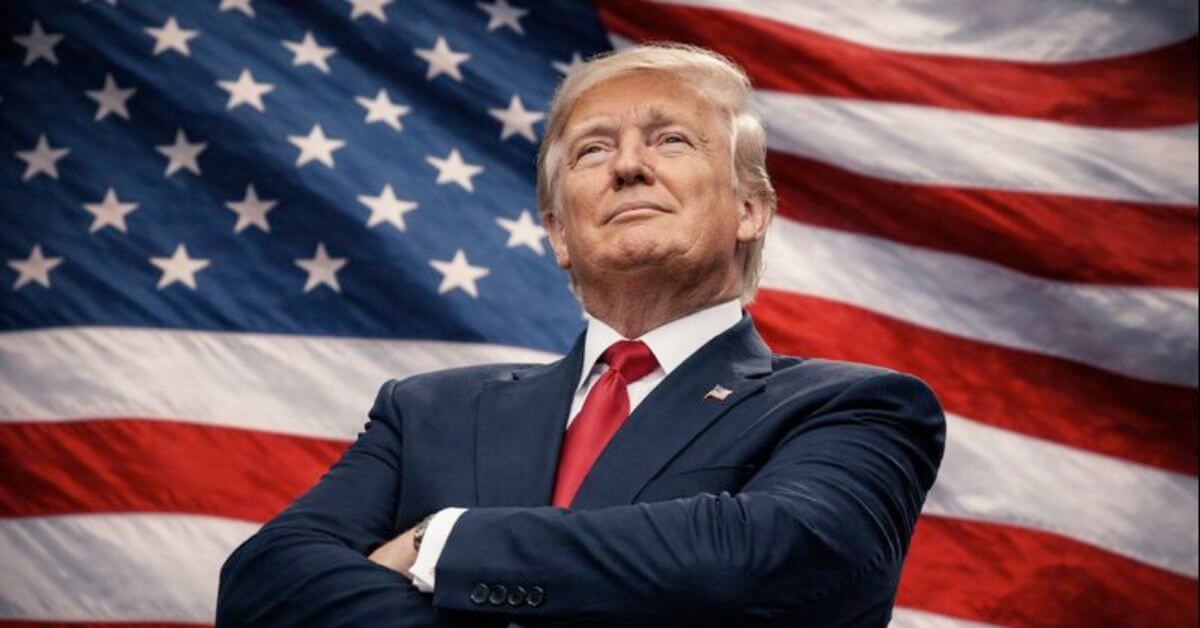 Donald Trump avec drapeau US