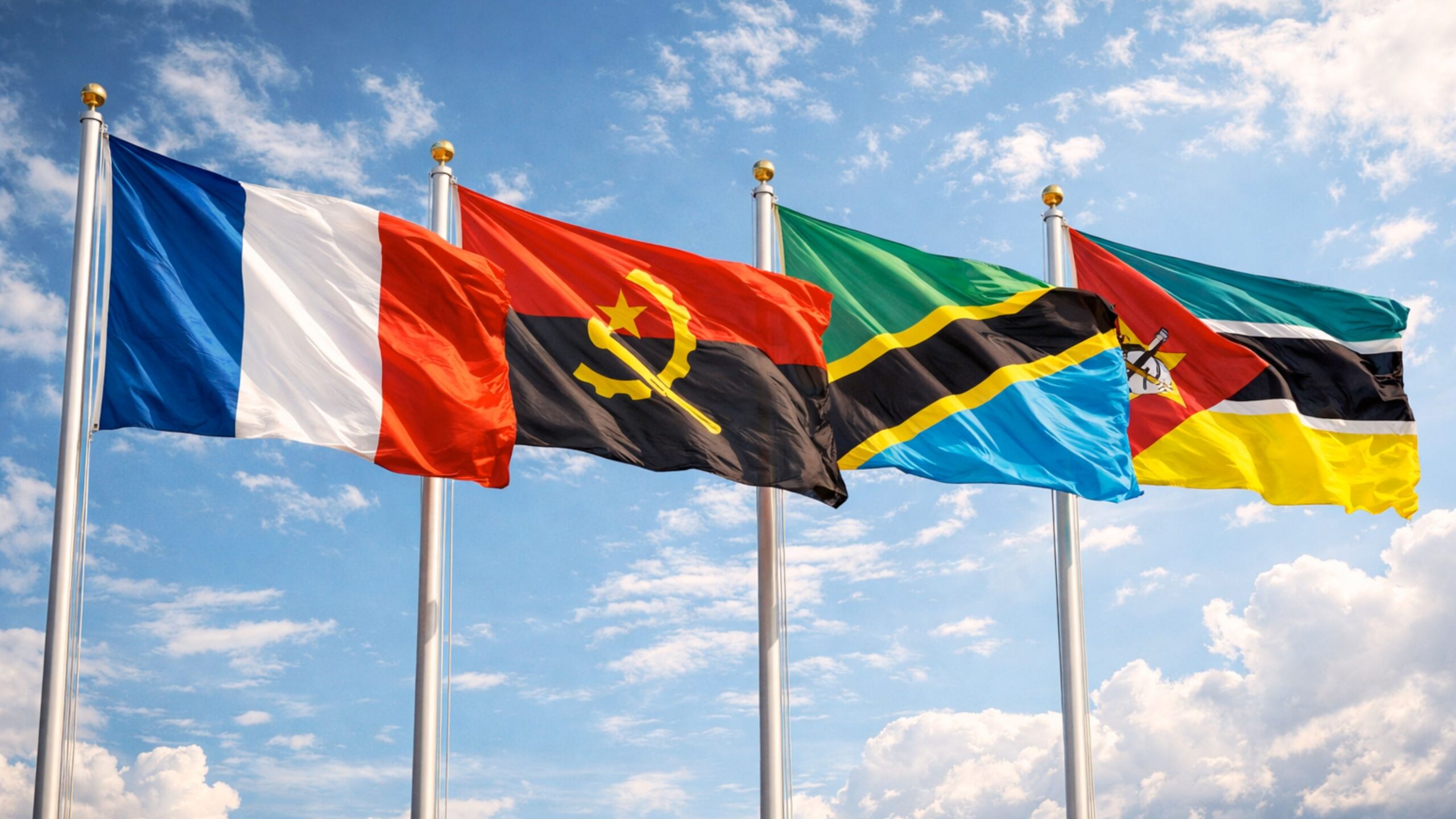 France, Angola, Tanzanie, Mozambique