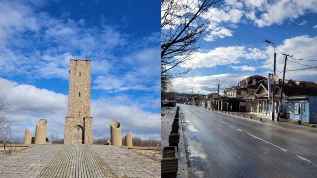 Monument de Gazimestan et la ville Serbe de Gracanica