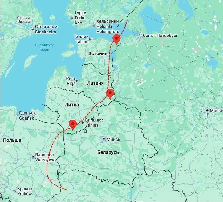 Trajectoire possible des drones ukrainiens