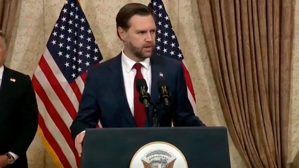 Capture d'écran de la conférence de presse de J.D. Vance à son retour du Pakistan - Maison Blanche