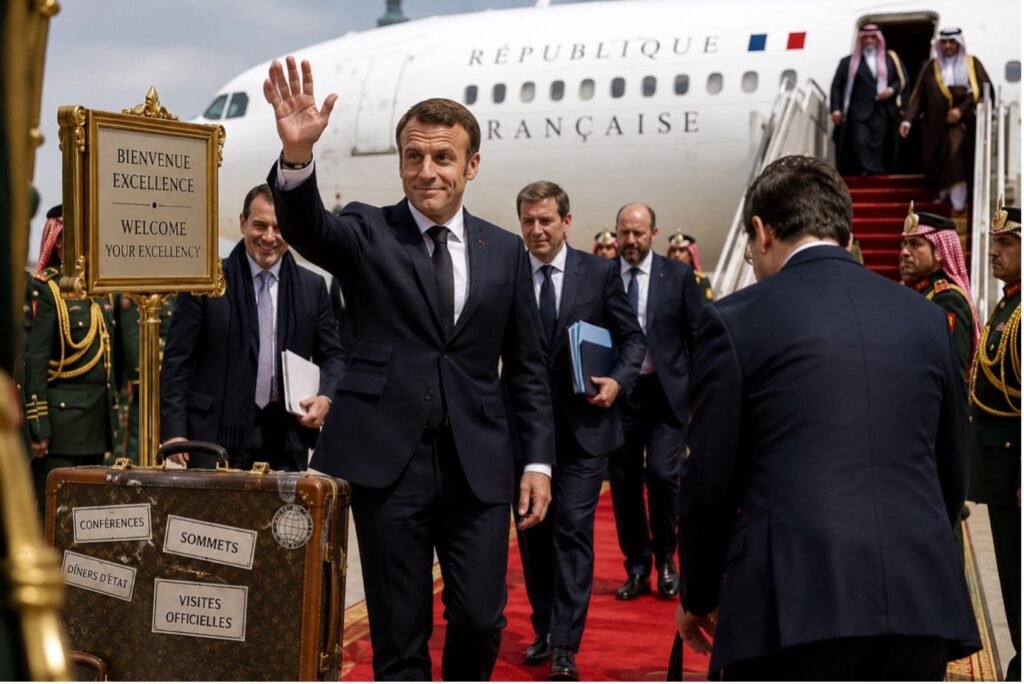 Emmanuel Macron saluant la foule