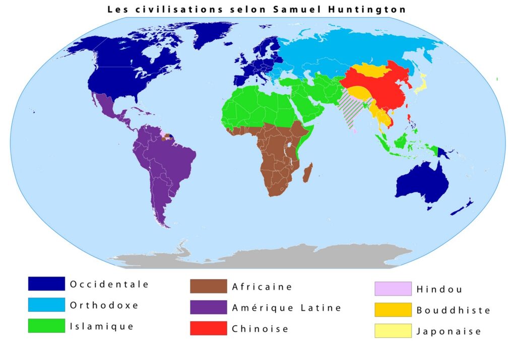 carte issus du “Choc des civilisations et la refondation de l’ordre Mondial”