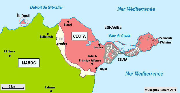 Carte enclave de la Ceuta